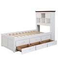 2 Pieces Wooden Captain Bedroom Set Twin Bed With Trundle And Nightstand,White Walnut White Walnut Wood