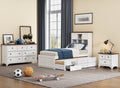 3 Pieces Wooden Captain Bedroom Set Twin Bed With Trundle, Nightstand And Dresser, White Walnut White Walnut Wood