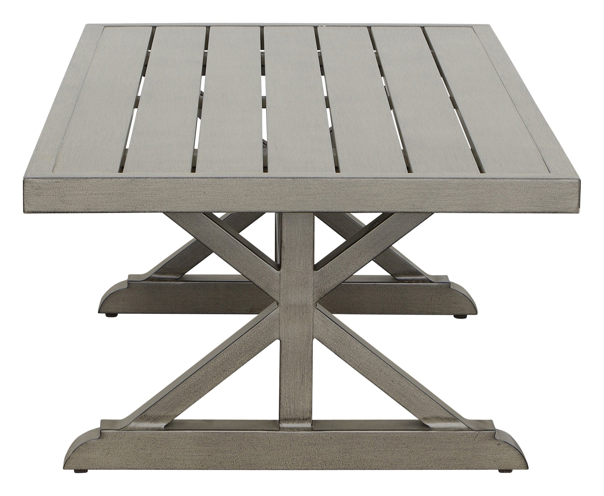 Brown Aluminum Coffee Table Mission Influences, Bottom Shelf Rust Resistant, Weather Resistant Functional And Stylish Light Brown Aluminium