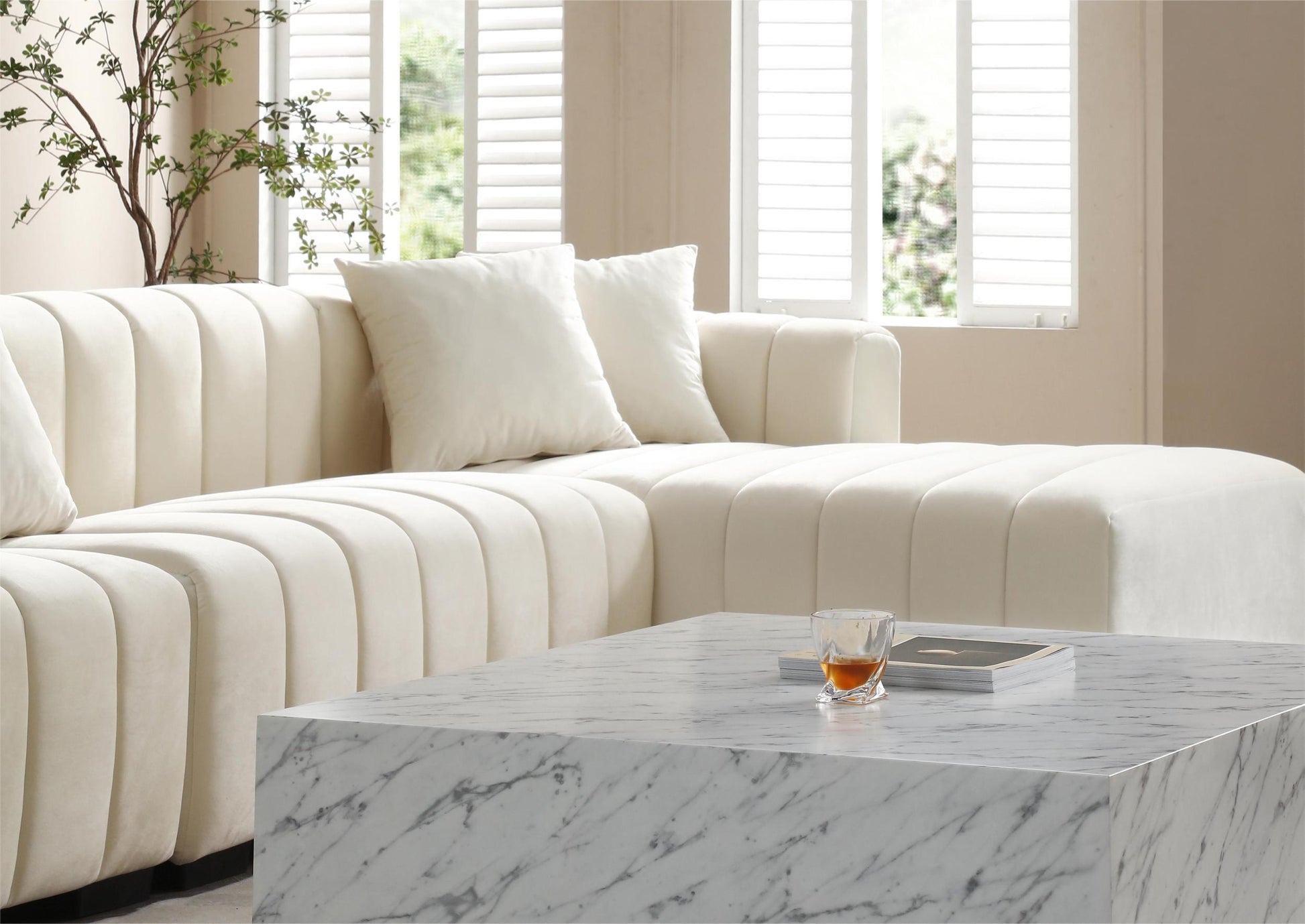 L Shape Sectional Sofa With Deep Tufted Velvet Upholstered Right Chaise Modular Sofa Beige Beige Fabric