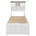 2 Pieces Wooden Captain Bedroom Set Twin Bed With Trundle And Nightstand,White Walnut White Walnut Wood