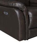 Top Grain Leather Motion Sofa In Coffee Contemporary Style, Reclining Footrests, Usb Port Coffee Foam Leather 3 Seat