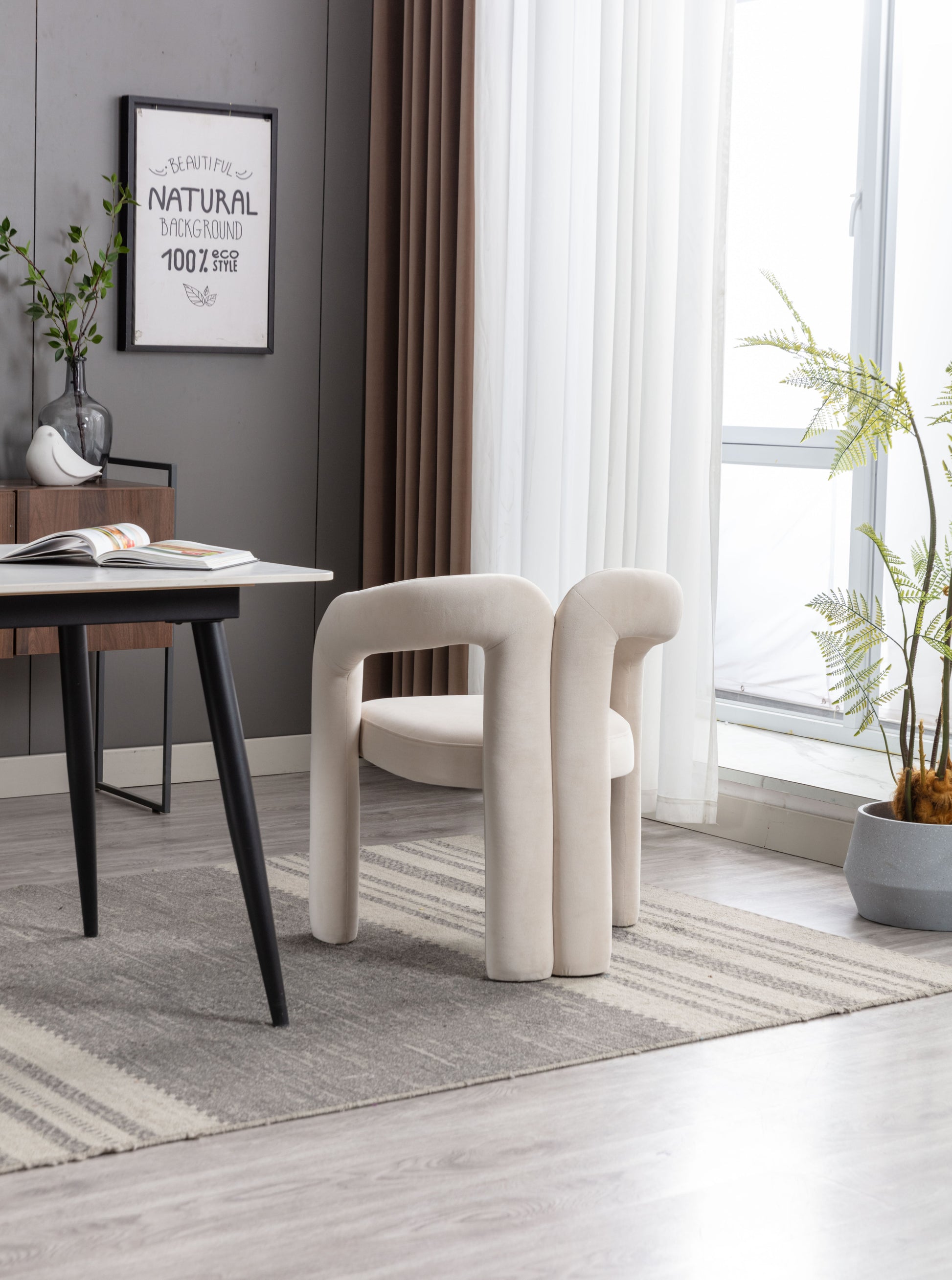 Coolmore Contemporary Designed Velvet Fabric Upholstered Accent Dining Chair Barrel Side Chairs Kitchen Armchair For Living Room Set Of 2 Beige Velvet Beige Foam Velvet