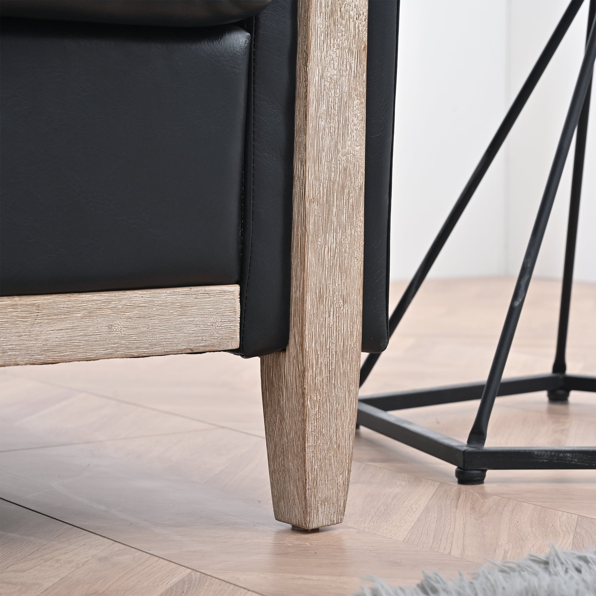 1 Seater Sofa For Living Room Black Pu Pu