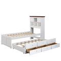 2 Pieces Wooden Captain Bedroom Set Twin Bed With Trundle And Nightstand,White Walnut White Walnut Wood