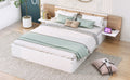 Queen Size Platform Bed With Headboard, Drawers, Shelves, Usb Ports And Sockets, White White Wood