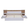 Queen Size Platform Bed With Headboard, Drawers, Shelves, Usb Ports And Sockets, White White Wood