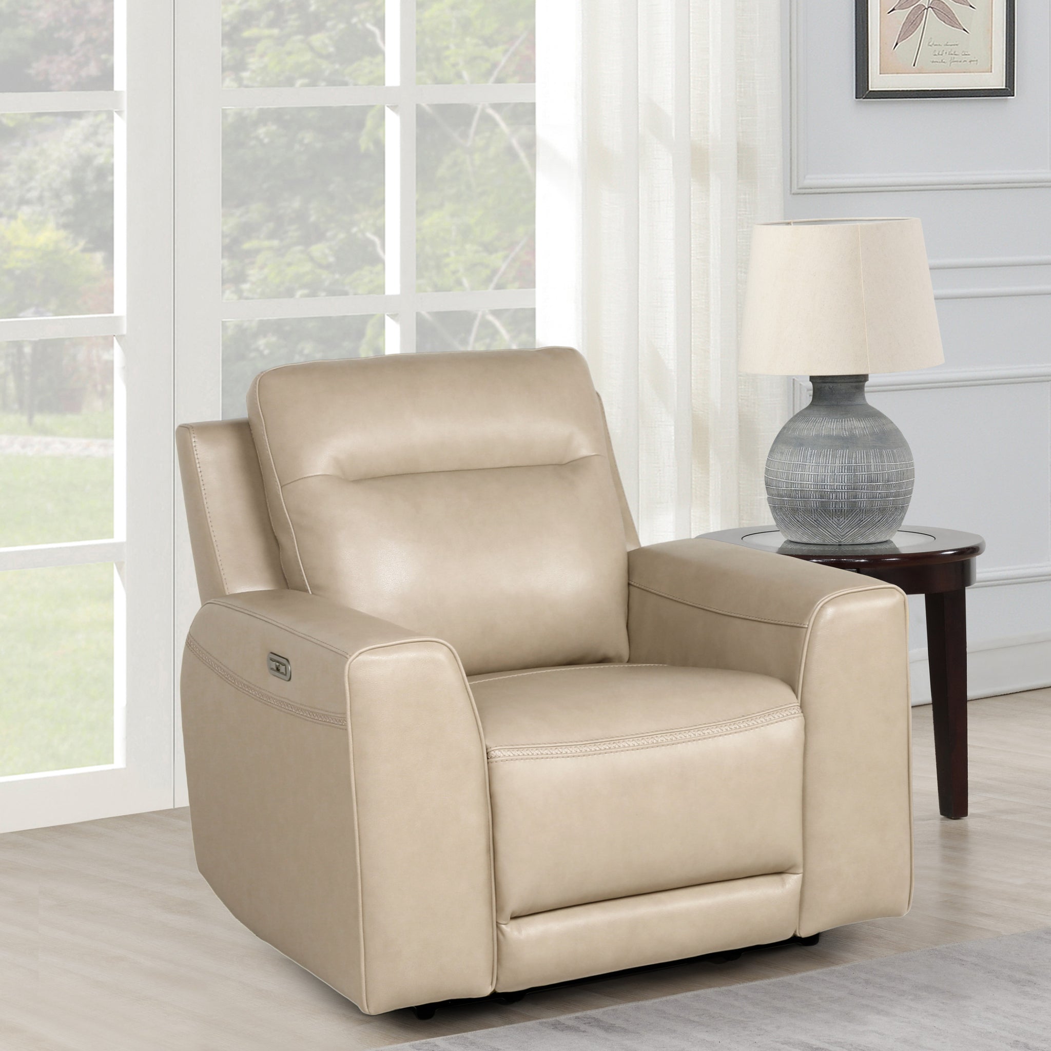 Updated Leather Power Reclining Group Top Grain Leather, Dual Power Footrest And Articulating Headrest Stylish And Comfortable Tan Foam Leather