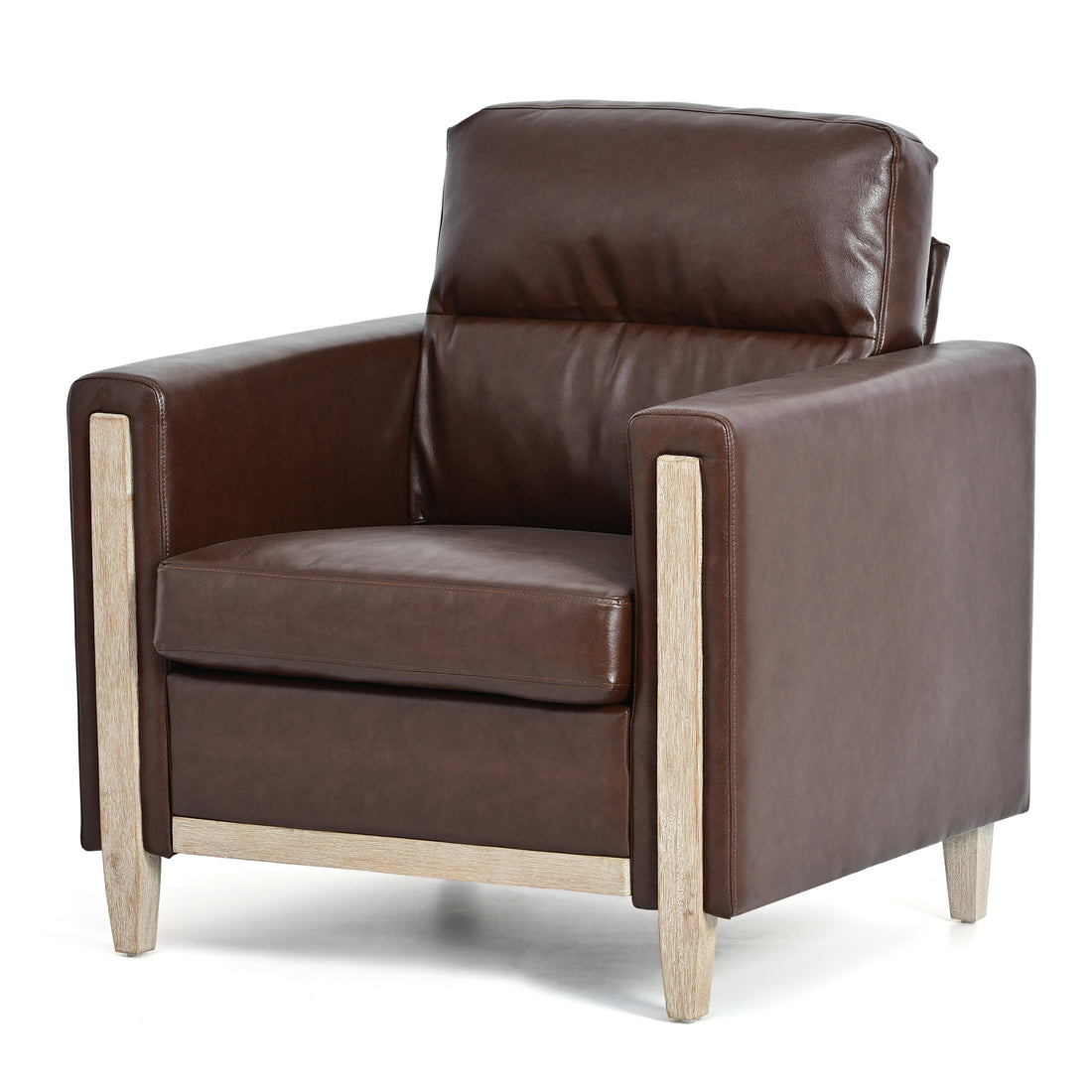 1 Seater Sofa For Living Room Brown Pu Pu