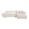 L Shape Sofa, Sleeper Sofa 2 In 1 Pull Out Couch Bed, Right Facing Pull Out Bed For Living Room, Metal Legs, Velvet Beige Beige Fabric