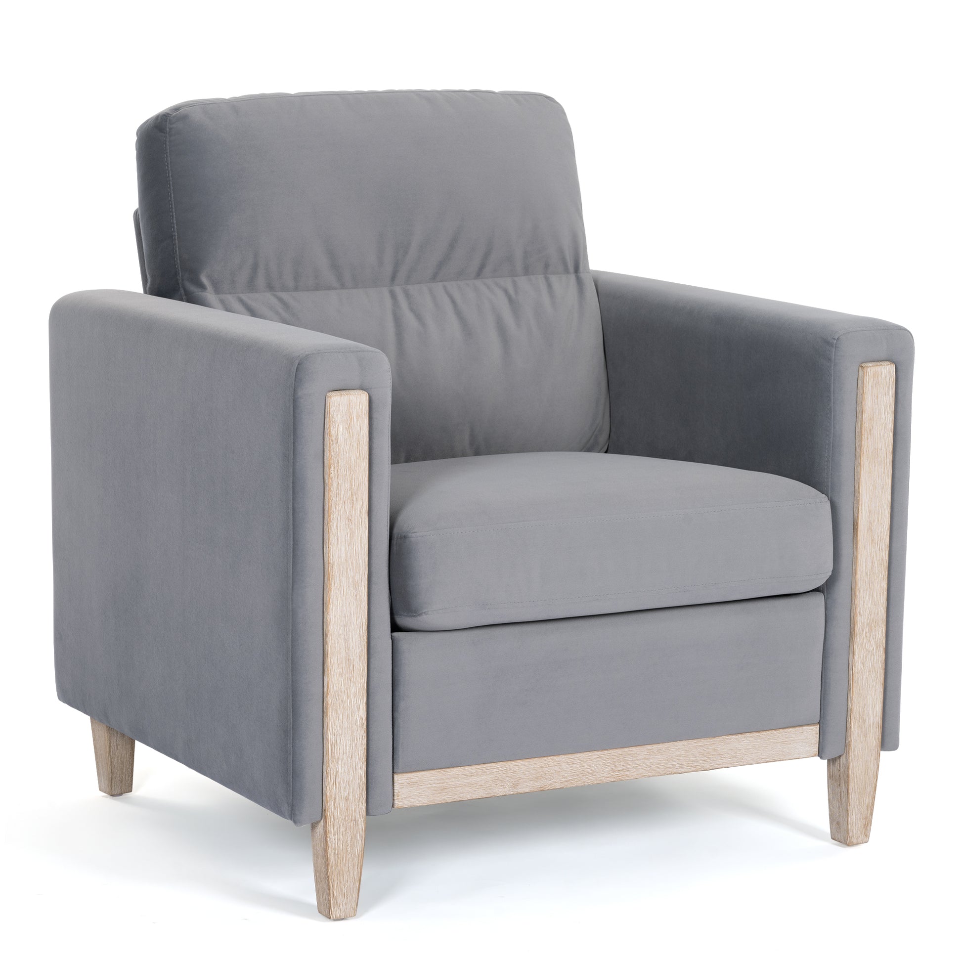 1 Seater Sofa For Living Room Gray Fabric Fabric