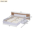 Queen Size Platform Bed With Headboard, Drawers, Shelves, Usb Ports And Sockets, White White Wood