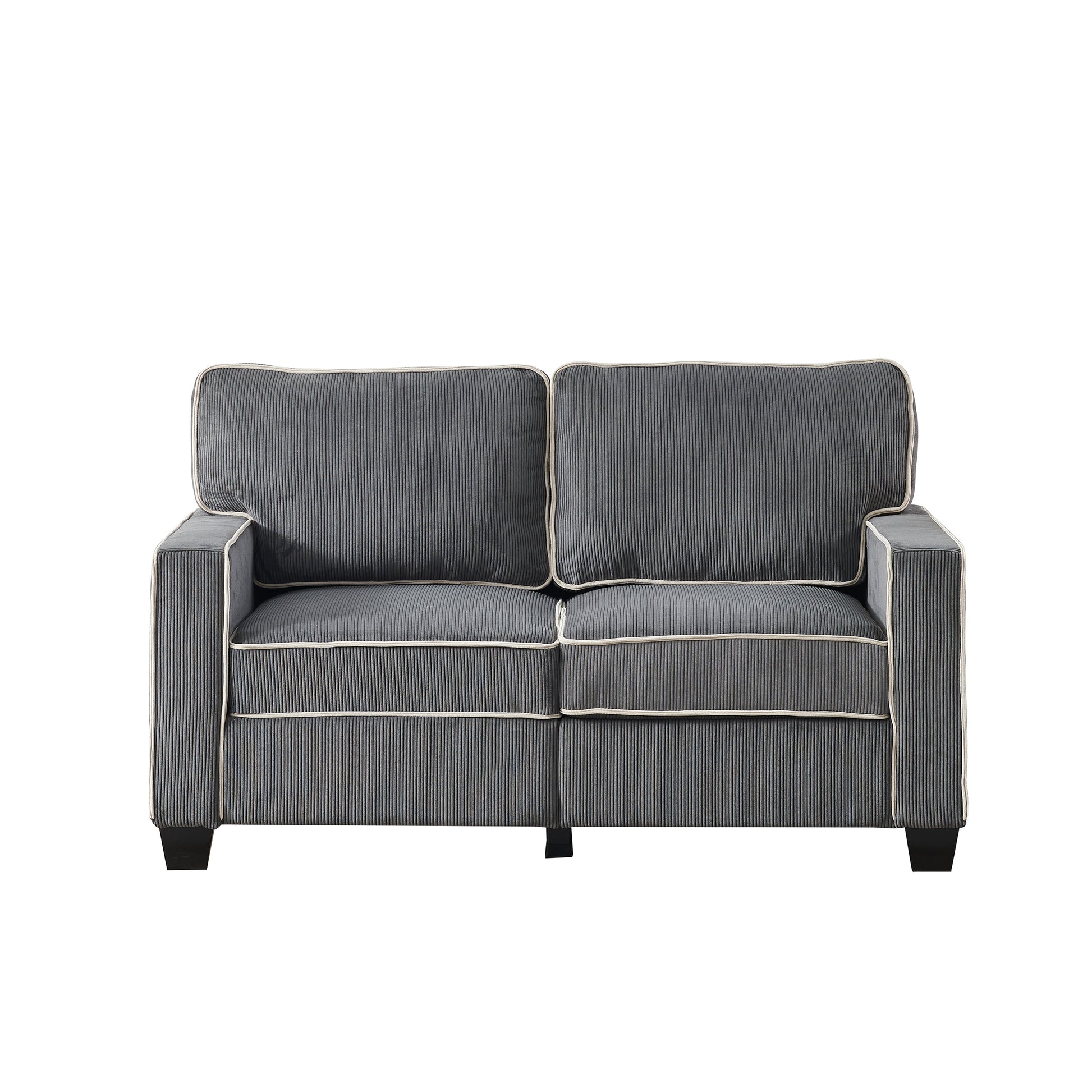 Living Room Sofa Loveseat With Storage Dark Grey Corduroy Dark Grey Foam Corduroy