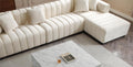 L Shape Sectional Sofa With Deep Tufted Velvet Upholstered Right Chaise Modular Sofa Beige Beige Fabric