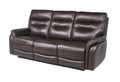 Top Grain Leather Motion Sofa In Coffee Contemporary Style, Reclining Footrests, Usb Port Coffee Foam Leather 3 Seat