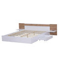 Queen Size Platform Bed With Headboard, Drawers, Shelves, Usb Ports And Sockets, White White Wood