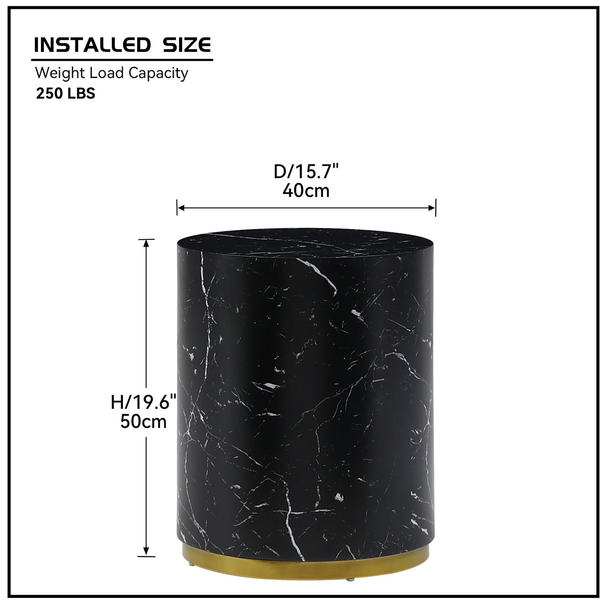 15.75Inch Round Sidetable For Living Room Fully Assembled Black Black Mdf