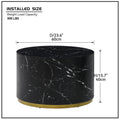 Black Marble Pattern Cocktail Table Mdf With Gold Metal Base 23.62Inch Black Mdf