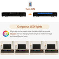 Extended, Minimalist Design Tv Stand With Color Changing Led Lights, Modern Universal Entertainment Center, High Gloss Tv Cabinet For 90 Inch Tv, Black Black Particle Board