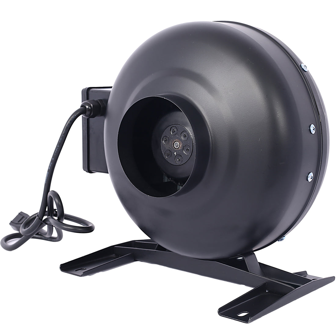4 Inch 203 Cfm Inline Duct Fan: Air Circulation Vent Blower For Hydroponics, Basements, And Kitchens Black Steel