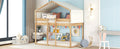 Twin Over Twin Bunk Bed Wood Bed With Tent, Natural Natural Solid Wood