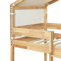 Twin Over Twin Bunk Bed Wood Bed With Tent, Natural Natural Solid Wood