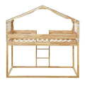 Twin Over Twin Bunk Bed Wood Bed With Tent, Natural Natural Solid Wood