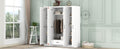 4 Door Wardrobe With 1 Drawer, White Hinged White White Shelf 1 Drawer Bedroom Ball Bearing Glides Contemporary 4 Lockable Mdf