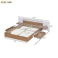Queen Size Platform Bed With Headboard, Drawers, Shelves, Usb Ports And Sockets, Natural Natural Wood