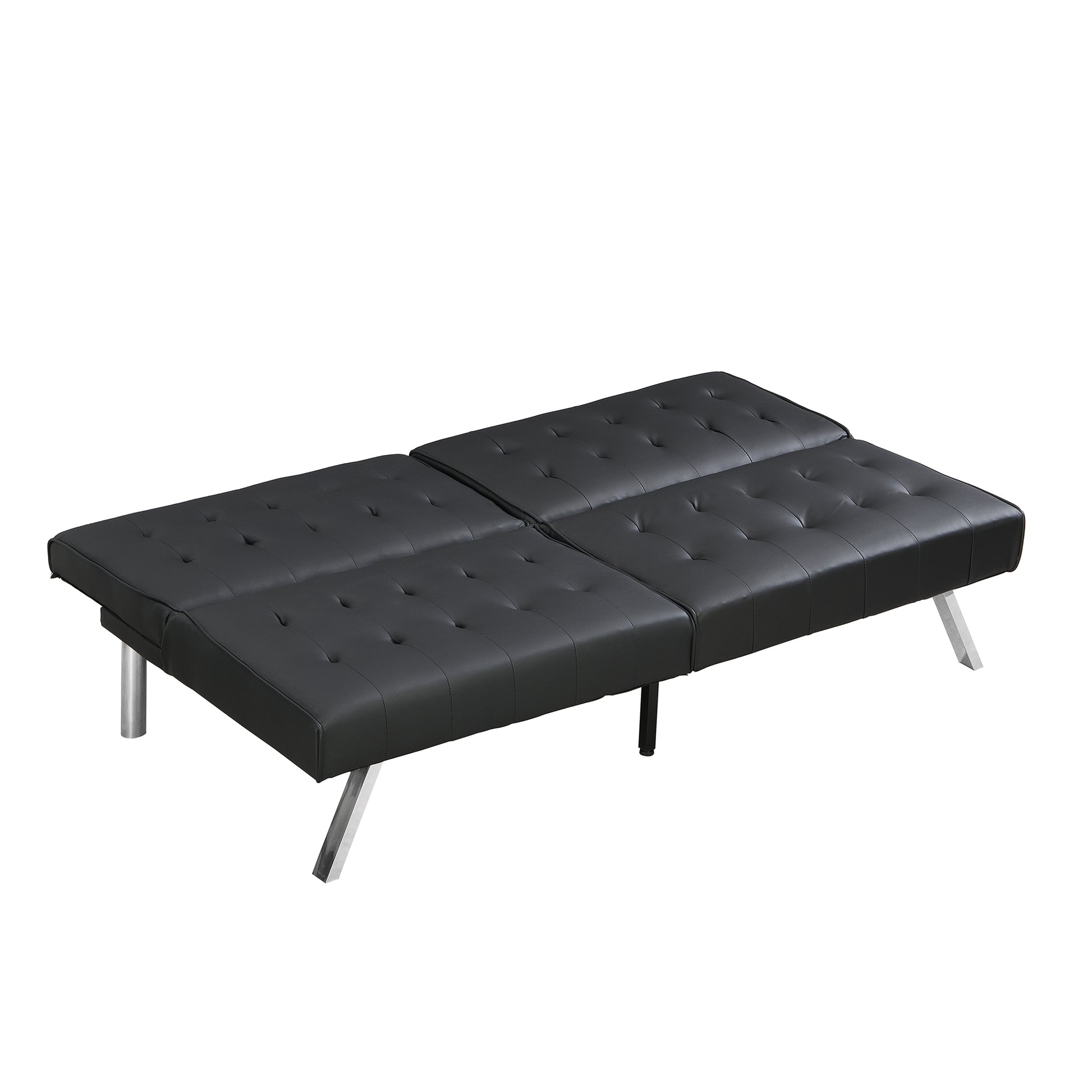 Sofa Bed Black Pvc Black Leather