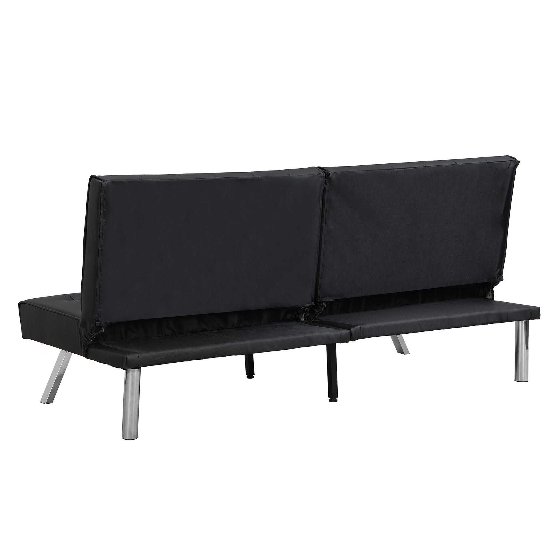 Sofa Bed Black Pvc Black Leather