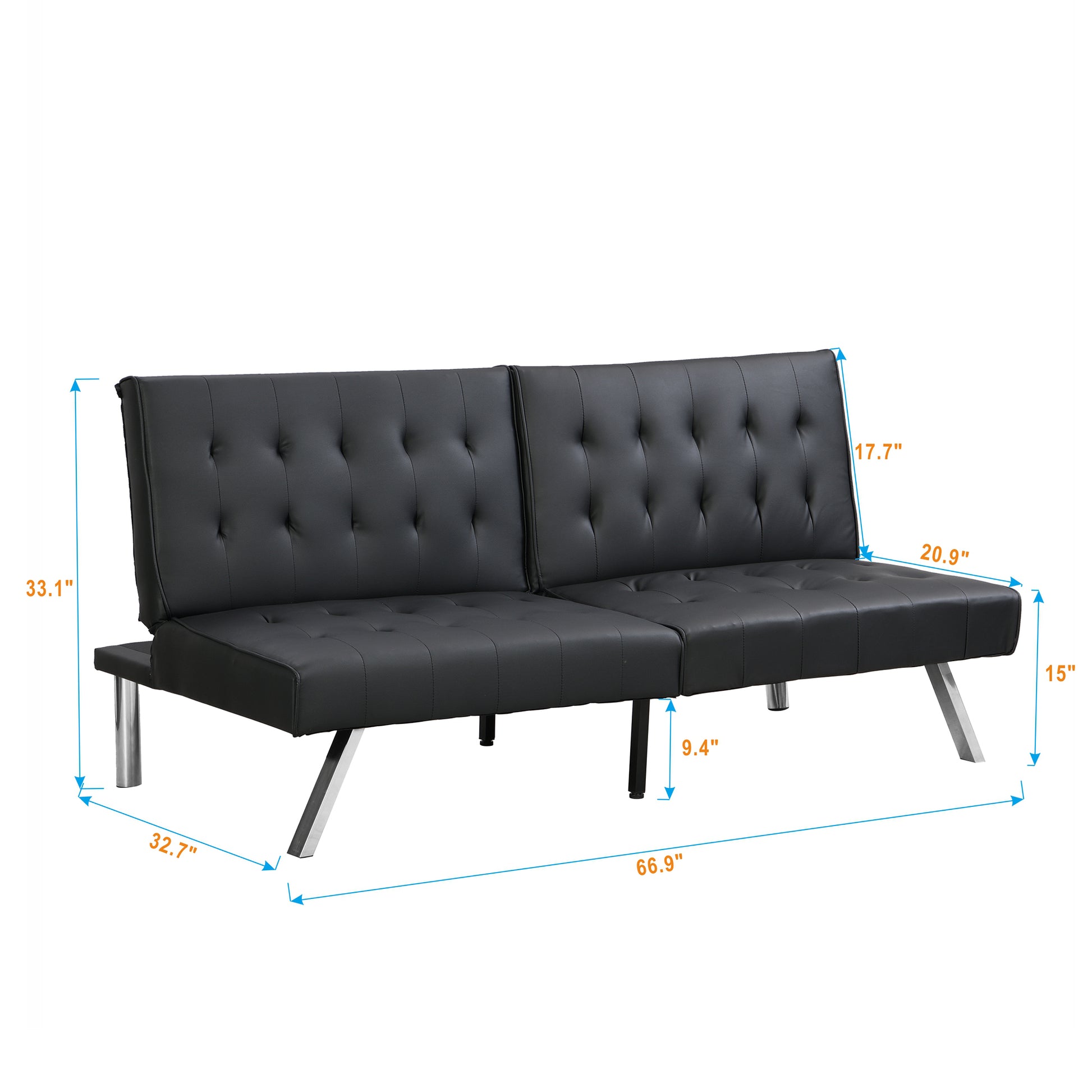 Sofa Bed Black Pvc Black Leather