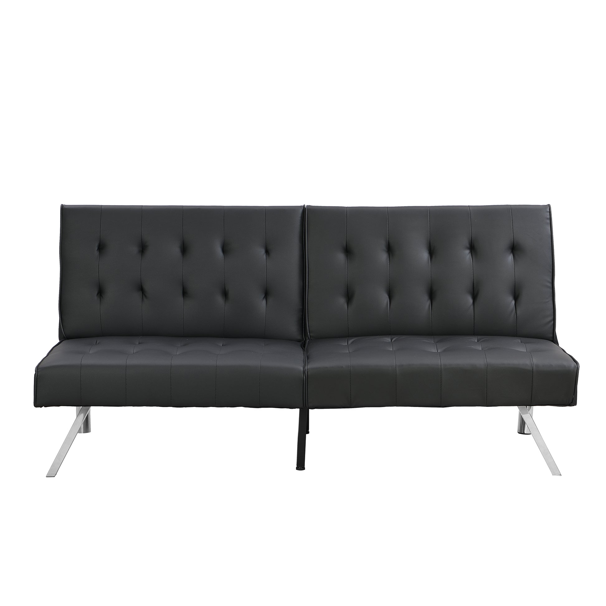Sofa Bed Black Pvc Black Leather