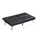 Sofa Bed Black Pvc Black Leather