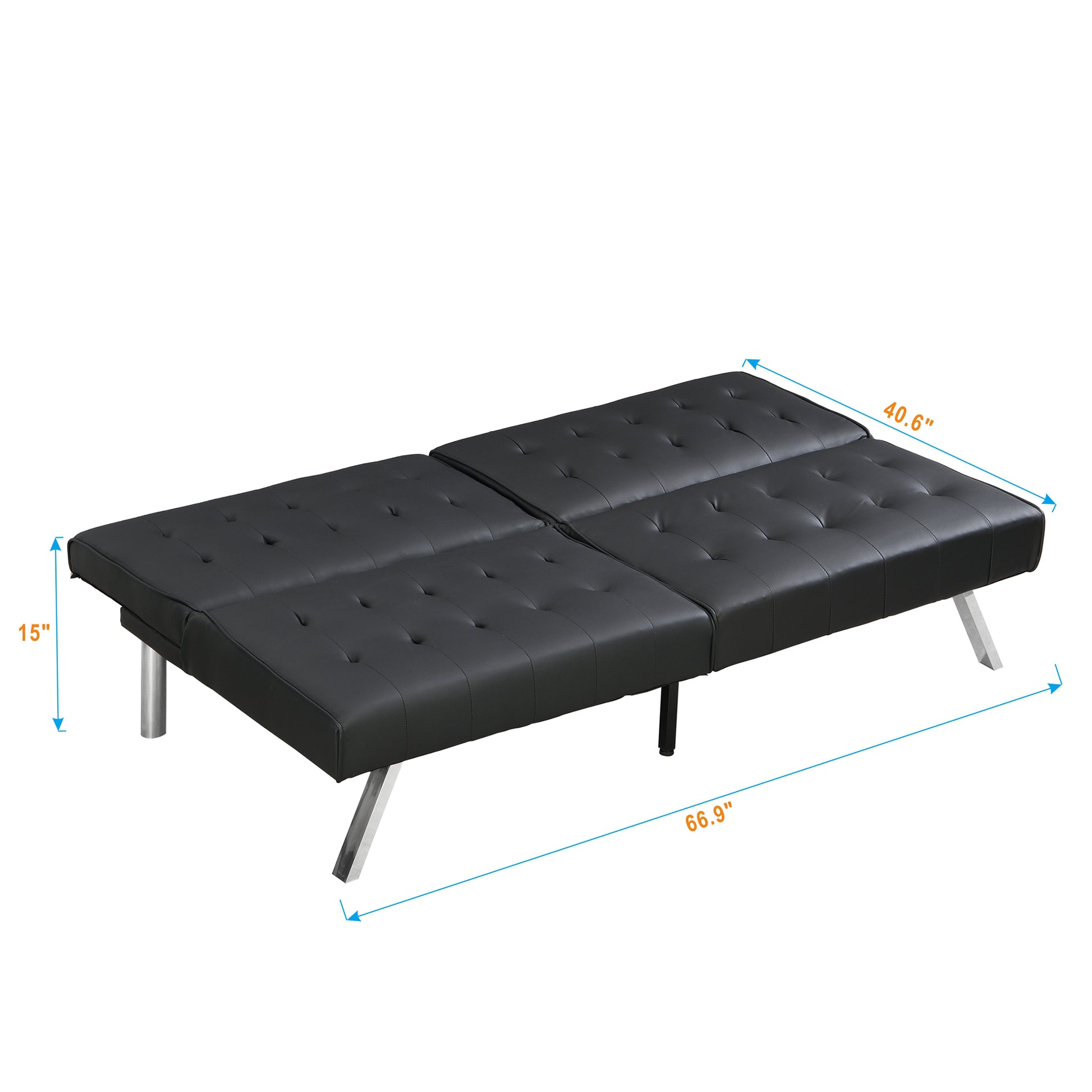 Sofa Bed Black Pvc Black Leather