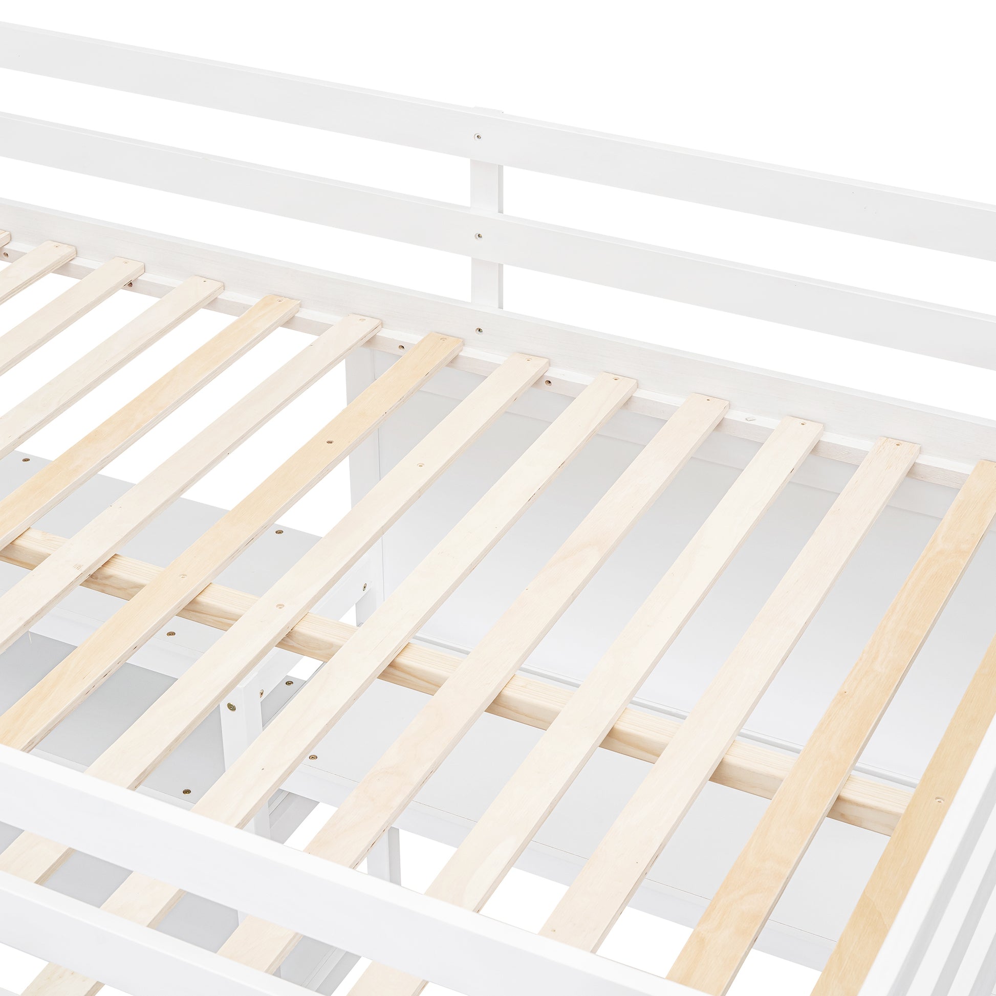 Full Size Wooden Loft Bed With Shelves, Desk And Writing Board White Full White Solid Wood Mdf