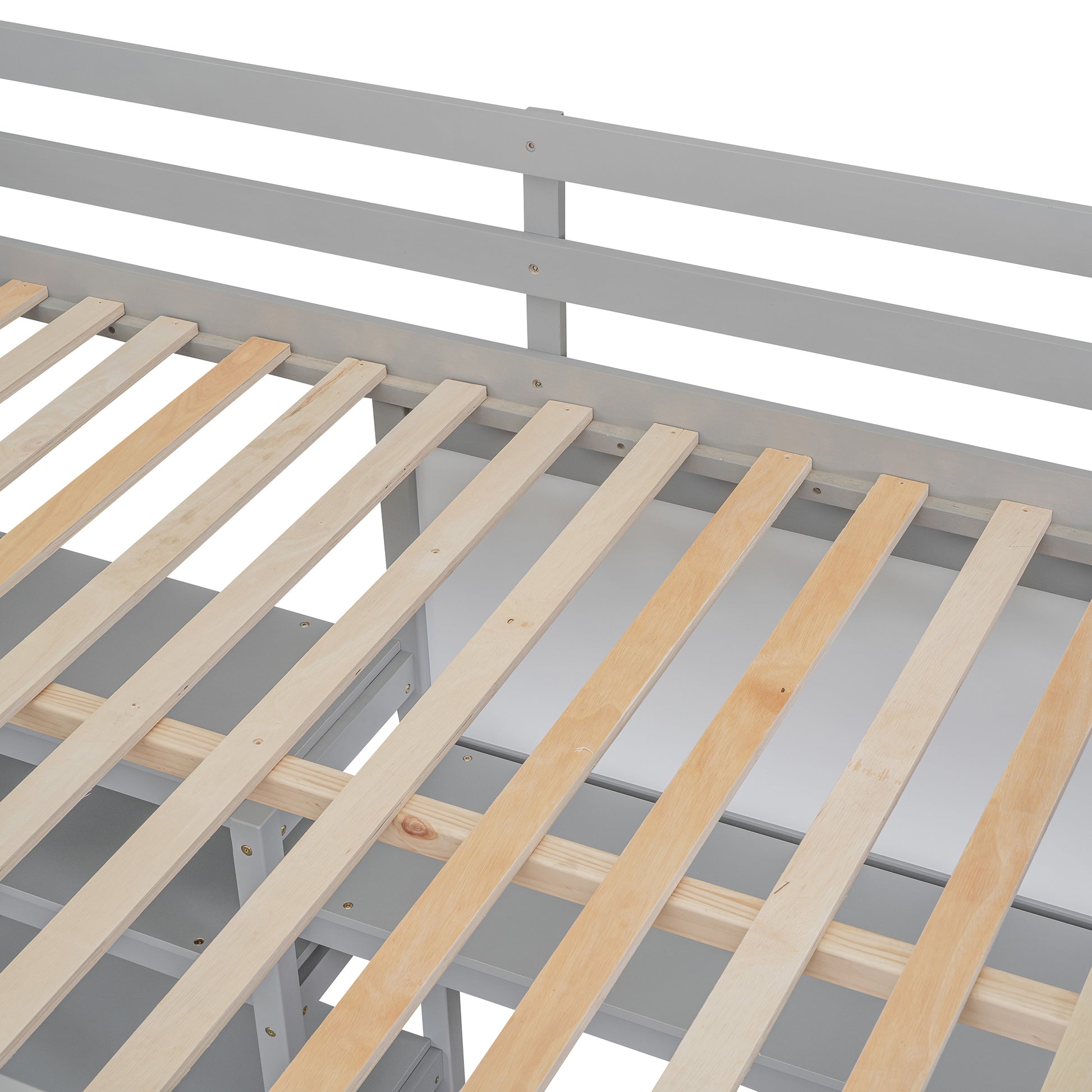 Full Size Wooden Loft Bed With Shelves, Desk And Writing Board Gray Full Gray Solid Wood Mdf