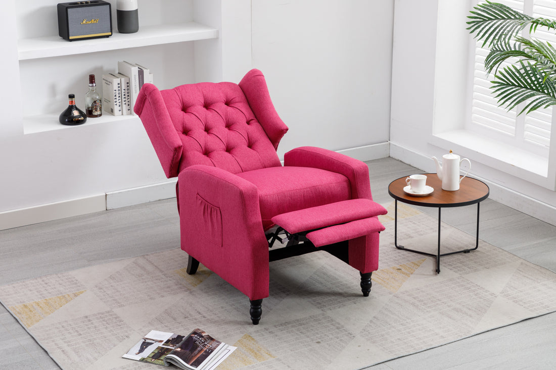 Coolmore Modern Comfortable Upholstered Leisurechair Recliner Chair For Living Room Rose Red Primary Living Space Rubberwood Foam Linen