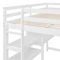 Full Size Wooden Loft Bed With Shelves, Desk And Writing Board White Full White Solid Wood Mdf