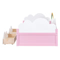 Twin Size Bed With Clouds And Rainbow Decor Pink White Plywood