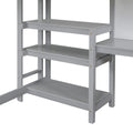 Full Size Wooden Loft Bed With Shelves, Desk And Writing Board Gray Full Gray Solid Wood Mdf