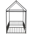 Twin Size Metal Bed House Bed Frame With Fence, For Kids, Teens, Girls, Boys, Black Twin Black Metal