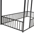 Twin Size Metal Bed House Bed Frame With Fence, For Kids, Teens, Girls, Boys, Black Twin Black Metal