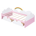 Twin Size Bed With Clouds And Rainbow Decor Pink White Plywood