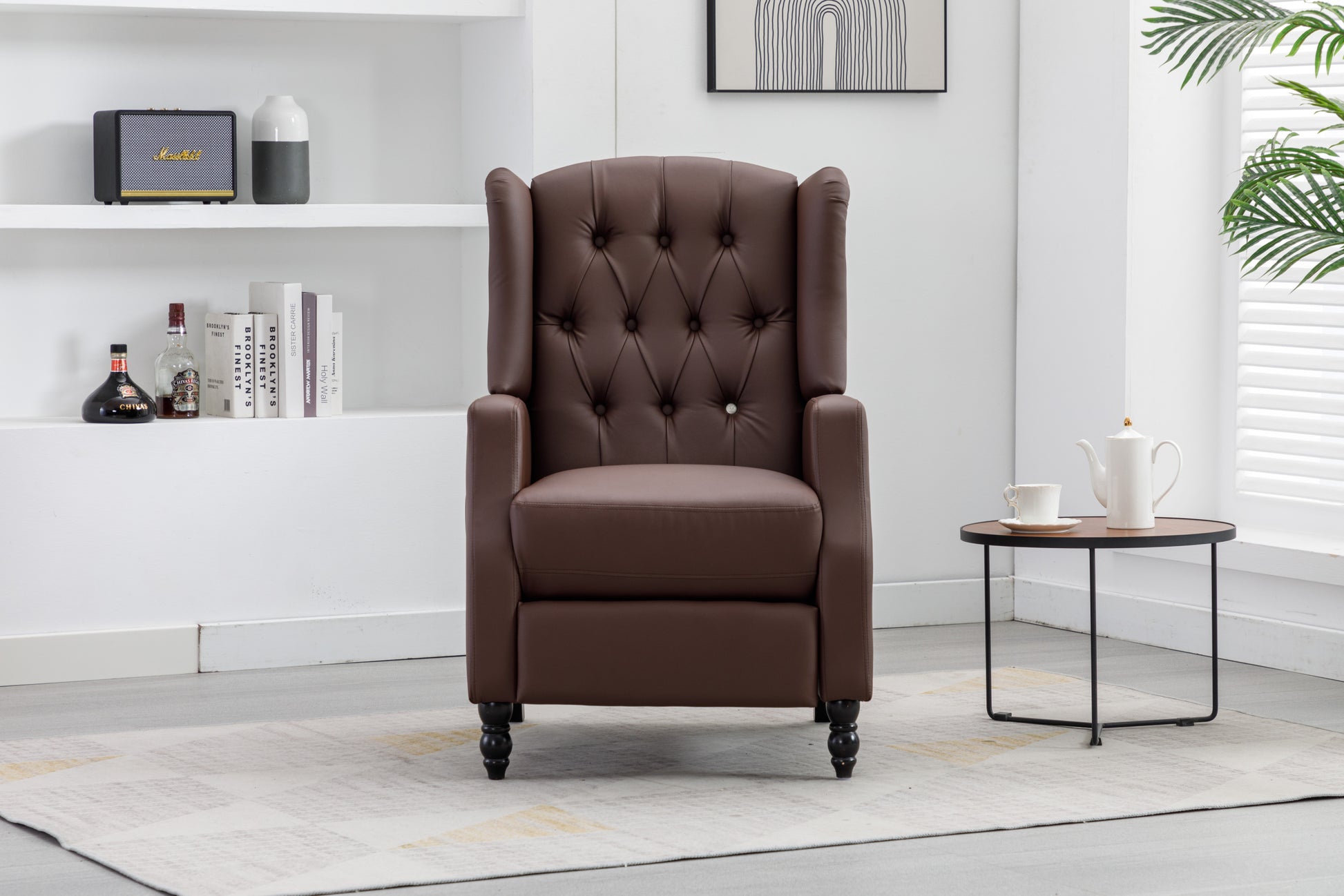 Coolmore Modern Comfortable Upholstered Leisurechair Recliner Chair For Living Room Brown Primary Living Space Rubberwood Foam Pu Leather