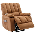 Massage Recliner Chair Electric Power Lift Recliner Chairs With Heat, Vibration, Side Pocket For Living Room, Bedroom, Light Brown Light Brown Velvet