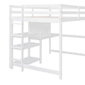 Full Size Wooden Loft Bed With Shelves, Desk And Writing Board White Full White Solid Wood Mdf