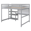 Full Size Wooden Loft Bed With Shelves, Desk And Writing Board Gray Full Gray Solid Wood Mdf