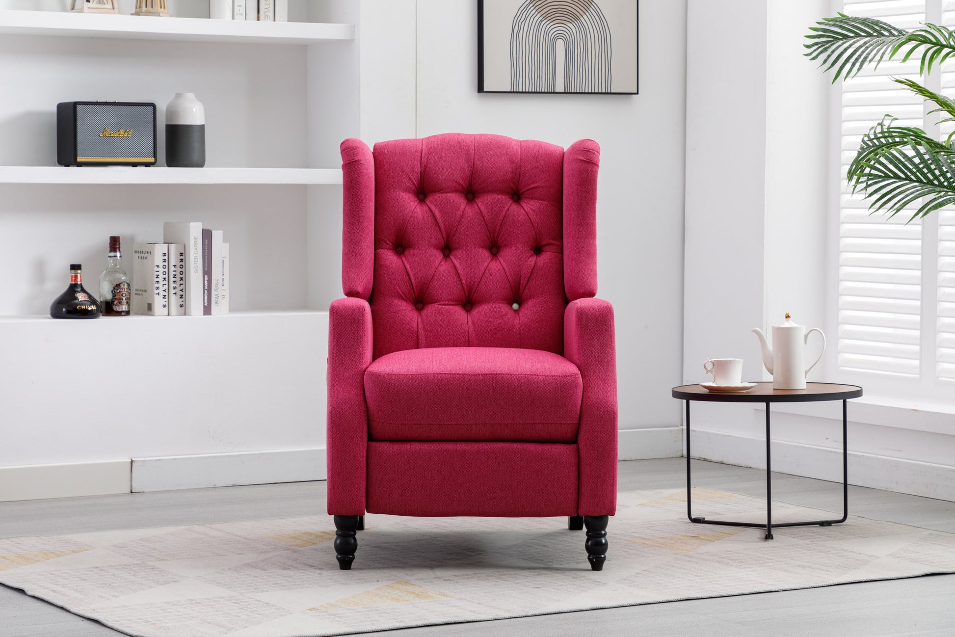 Coolmore Modern Comfortable Upholstered Leisurechair Recliner Chair For Living Room Rose Red Primary Living Space Rubberwood Foam Linen
