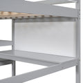 Full Size Wooden Loft Bed With Shelves, Desk And Writing Board Gray Full Gray Solid Wood Mdf